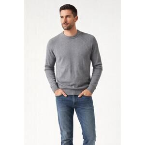 Ted Baker London Gray Crewneck Sweater Mens Size 2 Textured Sleeve Soft Wool